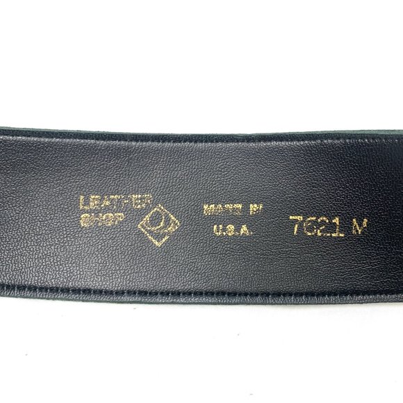 Leather Shop Women's Emerald Green Croc-Embossed Wide Leather Belt - Size Medium - Picture 2 of 5